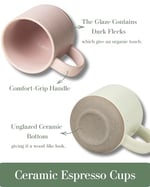 Morandi Renkli Seramik Mini Espresso Bardak Seti 4'lü - Çift Çekim 158 ml Kulplu Kahve Kupaları, Küçük Porselen Modern Stil Demitasse Bardakları Çay, Latte, Kapuçino, Bulaşık Makinesinde