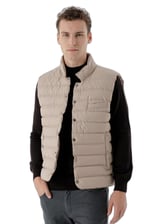 Morven Erkek Bej Polyester Çıtçıtlı Kapitone Yelek