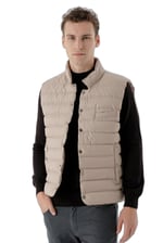 Morven Erkek Bej Polyester Çıtçıtlı Kapitone Yelek