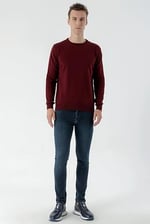 Morven Erkek Koyu Bordo Basic Bisiklet Yaka Dynamic Fit Rahat Kesim Triko