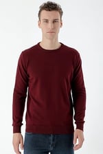Morven Erkek Koyu Bordo Basic Bisiklet Yaka Dynamic Fit Rahat Kesim Triko
