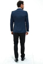 Morven Erkek Lacivert Portofino Slimfit Jakarlı Smokin