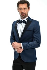 Morven Erkek Lacivert Portofino Slimfit Jakarlı Smokin