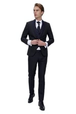 Morven Erkek Lacivert Santos Çıkma Yaka Slim Fit Damatlık