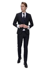 Morven Erkek Lacivert Santos Çıkma Yaka Slim Fit Damatlık
