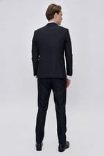 Morven Erkek Lacivert Santos Çıkma Yaka Slim Fit Damatlık