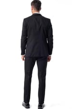 Morven Erkek Siyah Monhattan Slim Fit Dar Kesim Jakarlı Smokin