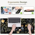 Mouse Pad Bilek Destek Seti: Siyah Academia Bilgisayar Masası Mat, Büyük Mousepad + Klavye ve Fare Bilek Dayanakları + Bardak Altlığı, Ergonomik Masa Pedi Kolay Yazma Ağrı kesici - Mistik Yeşil
