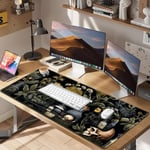 Mouse Pad Bilek Destek Seti: Siyah Academia Bilgisayar Masası Mat, Büyük Mousepad + Klavye ve Fare Bilek Dayanakları + Bardak Altlığı, Ergonomik Masa Pedi Kolay Yazma Ağrı kesici - Mistik Yeşil