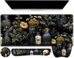 Mouse Pad Bilek Destek Seti: Siyah Academia Bilgisayar Masası Mat, Büyük Mousepad + Klavye ve Fare Bilek Dayanakları + Bardak Altlığı, Ergonomik Masa Pedi Kolay Yazma Ağrı kesici - Mistik Yeşil