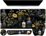 Mouse Pad Bilek Destek Seti: Siyah Academia Bilgisayar Masası Mat, Büyük Mousepad + Klavye ve Fare Bilek Dayanakları + Bardak Altlığı, Ergonomik Masa Pedi Kolay Yazma Ağrı kesici - Mistik Yeşil