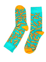 Moving Patates Kızartması Tasarım Renkli Çorap - Fast Food Figürlü Eğlenceli Pamuklu Çorap - Sarı Kırmızı Pop-Art Tarzı Yumuşak ve Konforlu Unisex Soket Çorap, Lezzetli Tasarım Hediyelik
