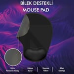 MP01 - Elips Bilek Destekli Mouse Pad | Konforlu, Kaymaz Taban, Ergonomik, Yumuşak, Ev,ofis (Siyah)