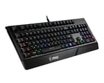 MSI GG VIGOR GK20 TR GAMING KEYBOARD RAINBOW ARKA AYDINLATMA ANTIGHOSTING MEMBRAN SIVI DOKULMESINE DAYANIKLI OYUNCU KLAVYESI TURKCE Q, Siyah