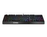 MSI GG VIGOR GK20 TR GAMING KEYBOARD RAINBOW ARKA AYDINLATMA ANTIGHOSTING MEMBRAN SIVI DOKULMESINE DAYANIKLI OYUNCU KLAVYESI TURKCE Q, Siyah
