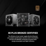 MSI MAG A650BN ATX PC güç kaynağı (650 Watt, modüler değil, 80 Plus Bronz, siyah)