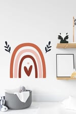 MSticker-Çift Dallı Ve Kalpli Gökkuşağı Çocuk Bebek Odası Duvar Sticker