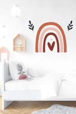 MSticker-Çift Dallı Ve Kalpli Gökkuşağı Çocuk Bebek Odası Duvar Sticker
