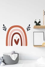 MSticker-Çift Dallı Ve Kalpli Gökkuşağı Çocuk Bebek Odası Duvar Sticker