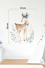 MSticker-Sevimli Geyik Ve Dallar Çocuk Bebek Odası Duvar Dekorasyon Sticker