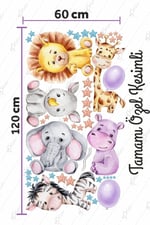 MSticker-Sevimli Hayvanlar Balon Ve Yıldızlar Çocuk Bebek Odası Sticker Seti