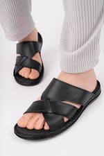 Muggo Erkek Sandal Muggo Eco Garantili Erkek Günlük Hakiki Deri Rahat Yumuşak Taban Ortopedik Terlik