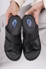 Muggo Erkek Sandal Muggo Eco Garantili Erkek Günlük Hakiki Deri Rahat Yumuşak Taban Ortopedik Terlik