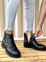 Muggo M1001 Su&soğuk Geçirmez Kürklü Garantili Unisex Kışlık Fermuarlı Bot Kauçuk Taban Sağlam
