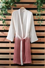 Mulberry osimhen Müslin Gölgeli Bornoz%100 Pamuk Kırmızı S/M