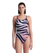 Multi Stripes Swimsuitalylace Back Kadın Yüzücü Mayosu 007158710