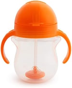 Munchkin Click Lock Trinkhalmbecher mit beschwertem Halm, orange, 207 ml