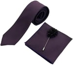 Mürdüm Kravat Mendil Yaka Çiçeği Set