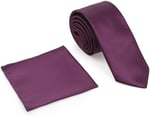 Mürdüm Oxford Model Mendilli Slim Kravat- MKAS-10