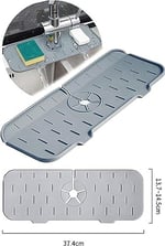 Musluk Emici Mat, Silikon Katlanabilir Musluk Sıçrama Koruması Lavabo Damlama Matı Su Tutucu Lavabo Matı Kurutma Matı Mutfak ve Banyo için Lavabo Aksesuarları (Gri)