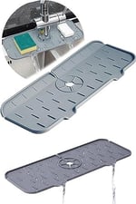 Musluk Emici Mat, Silikon Katlanabilir Musluk Sıçrama Koruması Lavabo Damlama Matı Su Tutucu Lavabo Matı Kurutma Matı Mutfak ve Banyo için Lavabo Aksesuarları (Gri)