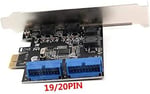 Mustpoint PCI-E X1 - 2 Bağlantı Noktası 19 Pin USB 3.0 Başlık PCI Express'den Çift 20 Pin USB 3.0 Kartı