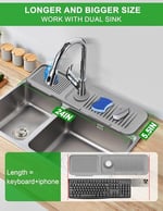 Mutfak Evyesi Sıçrama Koruması, Mutfak Evyesi için 5 ° Eğim Boşaltma Matı, 24 inç Lavabo Bataryası Mat, Silikon Lavabo Bataryası Mat Sıçrama Koruması, Mutfak için Lavabo Aksesuarları, Mutfak Lavabo