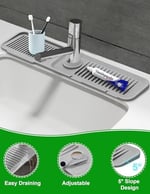 Mutfak Evyesi Sıçrama Koruması, Mutfak Evyesi için 5 ° Eğim Boşaltma Matı, 24 inç Lavabo Bataryası Mat, Silikon Lavabo Bataryası Mat Sıçrama Koruması, Mutfak için Lavabo Aksesuarları, Mutfak Lavabo