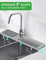 Mutfak Evyesi Sıçrama Koruması, Mutfak Evyesi için 5 ° Eğim Boşaltma Matı, 24 inç Lavabo Bataryası Mat, Silikon Lavabo Bataryası Mat Sıçrama Koruması, Mutfak için Lavabo Aksesuarları, Mutfak Lavabo