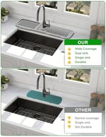 Mutfak Evyesi Sıçrama Koruması, Mutfak Evyesi için 5 ° Eğim Boşaltma Matı, 24 inç Lavabo Bataryası Mat, Silikon Lavabo Bataryası Mat Sıçrama Koruması, Mutfak için Lavabo Aksesuarları, Mutfak Lavabo