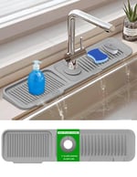 Mutfak Evyesi Sıçrama Koruması, Mutfak Evyesi için 5 ° Eğim Boşaltma Matı, 24 inç Lavabo Bataryası Mat, Silikon Lavabo Bataryası Mat Sıçrama Koruması, Mutfak için Lavabo Aksesuarları, Mutfak Lavabo