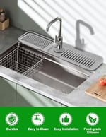 Mutfak Evyesi Sıçrama Koruması, Mutfak Evyesi için 5 ° Eğim Boşaltma Matı, 24 inç Lavabo Bataryası Mat, Silikon Lavabo Bataryası Mat Sıçrama Koruması, Mutfak için Lavabo Aksesuarları, Mutfak Lavabo