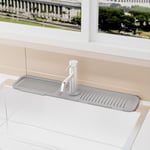 Mutfak Lavabosu için Silikon Boşaltma Matı, 24 x 5,5 inç, 5° Eğimli Mutfak Evyesi Sıçrama Koruması, Mutfak Evyesi için Musluk Sıçrama Koruması, Silikon Lavabo Matı, Gri