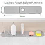 Mutfak Lavabosu için Silikon Boşaltma Matı, 24 x 5,5 inç, 5° Eğimli Mutfak Evyesi Sıçrama Koruması, Mutfak Evyesi için Musluk Sıçrama Koruması, Silikon Lavabo Matı, Gri