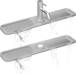 Mutfak Lavabosu için Silikon Boşaltma Matı, 24 x 5,5 inç, 5° Eğimli Mutfak Evyesi Sıçrama Koruması, Mutfak Evyesi için Musluk Sıçrama Koruması, Silikon Lavabo Matı, Gri