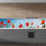Mutfak Tezgah Arası Folyo Fayans Kaplama Folyosu Gelincikler 60x400 CM