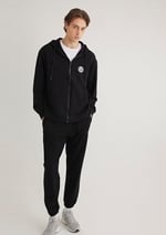 MVJNS Logo Baskılı Fermuarlı Kapüşonlu Siyah Sweatshirt 0S10193-900