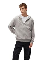 MVJNS Logo Baskılı Fermuarlı Kapüşonlu Gri Sweatshirt 0S10193-80196