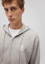 MVJNS Logo Baskılı Fermuarlı Kapüşonlu Gri Sweatshirt 0S10193-80196