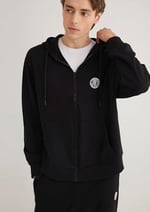 MVJNS Logo Baskılı Fermuarlı Kapüşonlu Siyah Sweatshirt 0S10193-900